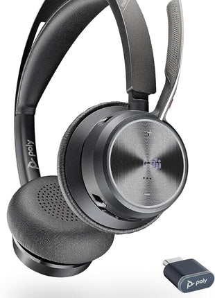 Poly - Voyager Focus 2 UC USB-C Headset (Plantronics) - Bluetooth Dual-Ear (Stereo) Headset with Boom Mic - USB-C PC/Mac Compatible - Active Noise Canceling - Works with Teams (Certified), Zoom & more