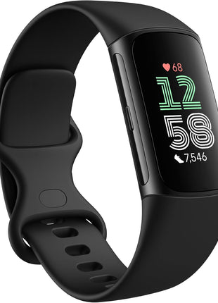 Fitbit Charge 6 Fitness Tracker with Google Apps - Heart Rate on Exercise Equipment - 3-Month Google Health Premium Membership Included - Health Tools - Obsidian/Black - Small&Large Bands Included