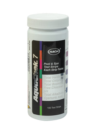 AquaChek 7-Way Pool and Spa Test Strips - Silver Pool Test Strips For pH, Total Chlorine, Free Chlorine, Bromine, Alkalinity, Total Hardness, and Cyanuric Acid - Water Quality Testing Kit (100 Strips)