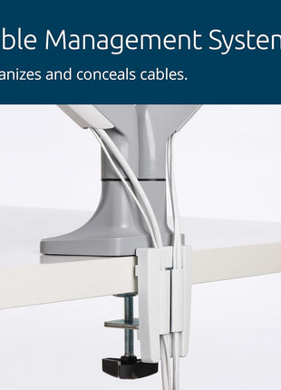 Kensington SmartFit One-Touch Monitor Arm – Height Adjustable Gas Spring for Single Monitor, 13′′–32′′, 360° Rotation, ±90° Tilt, Cable Management – White (K55470WW)