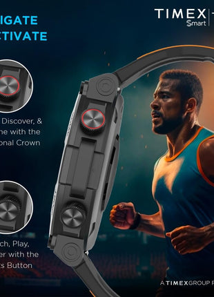TIMEX Tough 1.43 inch Round AMOLED Rugged Smartwatch with 466x466 Pixel Resolution| Functional Crown|Bluetooth Calling| Metallic Body|Always On Display|AI Voice Assist|100+ Sports Modes|100+ Watchfaces