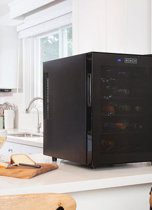 Koolatron Urban Series 20 Bottle Wine Cooler, Black Thermoelectric Wine Fridge, Freestanding Wine Refrigerator for Home Bar, Small Kitchen, Apartment, Condo, Cottage, RV