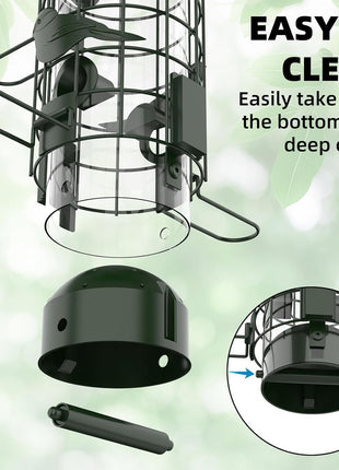 Squirrel Proof Bird Feeder,Metal Mesh Bird Feeders for Outdoors Hanging,Gravity Protection Squirrel Proof Wild Bird Feeders with Finch Cardinal Chickadee,3LB Large Capacity,Green