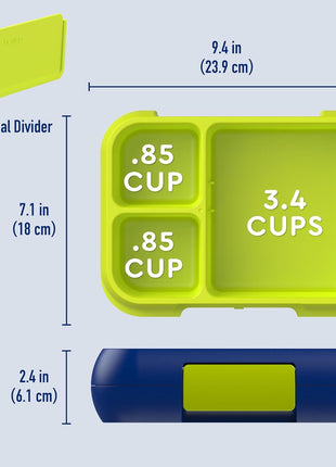 Bentgo Pop Leak-Proof 3-4 Compartment Bento-Style Lunch Box | For Kids Ages 8+ & Teens, 5-Cup Capacity, Removable Divider, Microwave & Dishwasher Safe, BPA-Free (Navy Blue/Chartreuse)