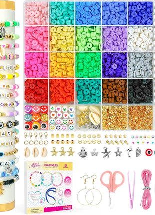 Dowsabel Clay Beads Bracelet Making Kit for Beginner, 5000 Pcs Preppy Polymer Clay Beads with Charms Kit for Jewelry Making, DIY Arts and Crafts Birthday Gifts Toys for Kids Age 6-13