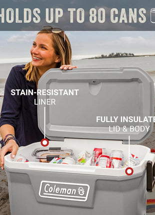 Coleman Classic Series Insulated Portable Cooler, Leak-Resistant Outdoor Hard Cooler Keeps Ice up to 5 Days, 52/70/120/150 Quart