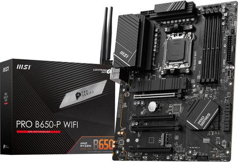 MSI PRO B650-P WiFi ProSeries Motherboard (AMD Ryzen 9000/8000/7000 Series Processors, AM5, DDR5, PCIe 4.0, M.2, SATA 6Gb/s, USB 3.2 Gen 2, HDMI/DP, Wi-Fi 6E, Bluetooth 5.3, 2.5Gbps LAN, ATX)