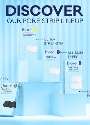 Biore Charcoal Deep Cleansing Nose Pore Strips, Blackhead Remover, 18 ct | C-Bond Technology, Instant Pore Unclogging, Charcoal Blackhead Remover, Best for Oily Skin