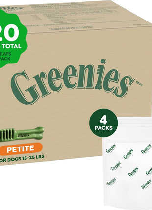 Greenies Veterinarian-Recommended Adult Natural Dental Dog Treats Petite Size, Dog Dental Chews, Original Flavor, 36 oz. Pack, 60 Count