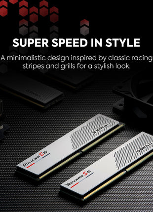 G.SKILL Ripjaws S5 Series DDR5 RAM (Intel XMP 3.0 & AMD Expo) 32GB (2x16GB) 5200MT/s CL40-40-40-83 1.10V Desktop Computer Memory U-DIMM - Matte White (F5-5200J4040A16GX2-RS5W)