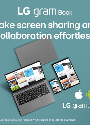LG gram Book 15-inch Lightweight Laptop Computer, Intel Core i5-1334U Processor, Windows 11 Home, 8GB RAM, 512GB SSD - Titan Silver