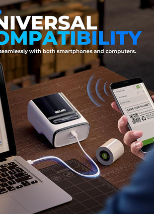 Nelko Label Maker Machine with Tape, PM220 Bluetooth Label Printer, 2 Inch Portable Thermal Printer for Small Business, Address, Logo, Clothing, Smart AI APP for iOS, Android & PC, White