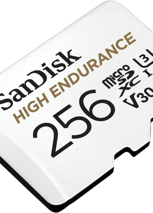 SANDISK 256GB High Endurance Video microSDXC Card with Adapter for dash cam and home monitoring systems - C10, U3, V30, 4K UHD, Micro SD Card - SDSQQNR-256G-GN6IA