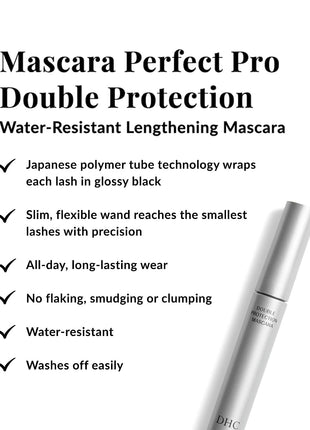 DHC Perfect Pro Double Protection Mascara, Tubing Mascara, Water Resistant | Lengthening, Long-Wearing, Smudge-Resistant, Black