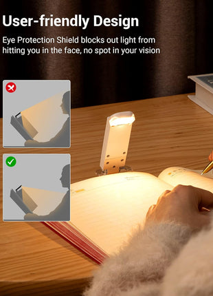 DEWENWILS USB Rechargeable Book Reading Light, 3000K Warm White, Brightness Adjustable Clip on LED Bookmark Lamp at Night in Bed, Portable Booklight for Bookworms, Kids