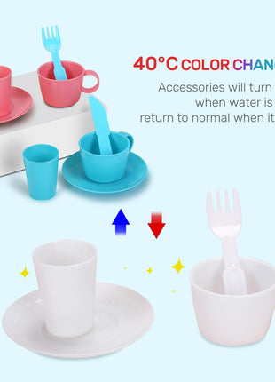 CUTE STONE Color Changing Kitchen Sink Toys, Children Electric Dishwasher Playing Toy with Running Water, Upgraded Faucet, Automatic Water Cycle System Play House Pretend Role Play Toys for Boys Girls