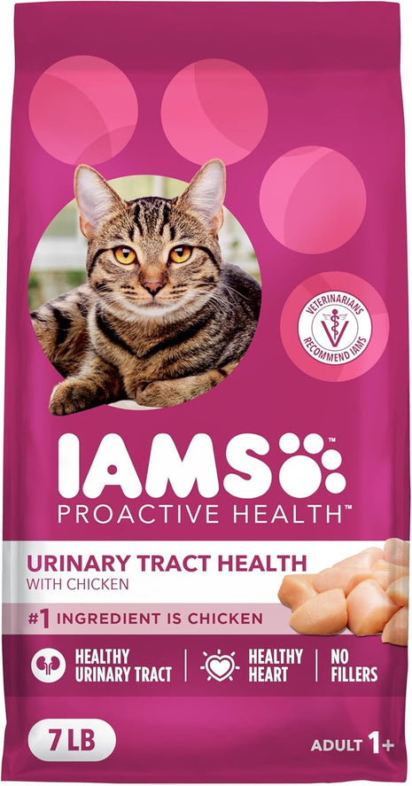 IAMS Proactive Health Dry Cat Food, Urinary Tract Health, Adult Cat Food Dry Recipe with Chicken, 7 lb. Bag