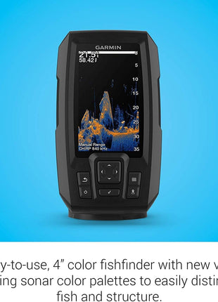 Garmin Striker Vivid 4cv Bundle with Transducer and Protective Cover, 4-inch Color Fishfinder, Vivid Scanning Sonar Color Palettes 010-02550-00