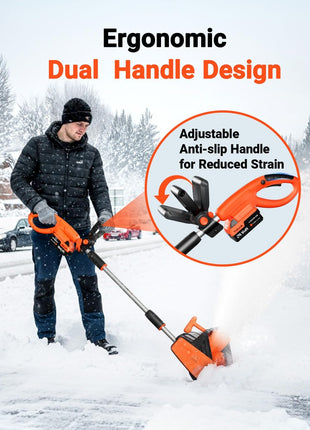 VOLTASK Cordless Snow Shovel, 24V | 13-Inch | 4-Ah Cordless Snow Blower, Battery Snow Blower with Directional Plate & Adjustable Front Handle (4-Ah Battery & Quick Charger Included)