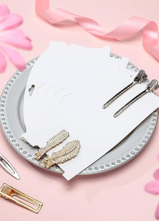 Geyee 50 Pieces Hair Clip Headband Display Cards 7.8 x 4.8 Inches Hair Bow Claw Clip Holder Cardboard for Women and Girls Barrettes Jewelry Gifts Display Accessory for Selling Storage and Organizing