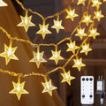 Star String Lights Plug in   33 ft 100 LED Star Fairy String Lights with Remote and Timer, Waterproof for Bedroom Porch Wedding Party Patio Garden Tent Indoor Outdoor D?cor, Warm White