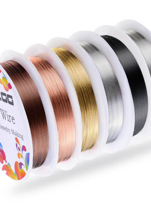 PAXCOO 6 Pack Jewelry Beading Wire for Jewelry Making Supplies and Craft (24 Gauge)
