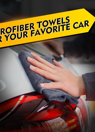 HOMEXCEL Microfiber Cleaning Cloths 12 Pack, Premium 16 x 16 inch Microfiber Towel for Cars, Ultra Absorbent Car Washing Cloth, Lint Free Streak Free Wash Cloths for Car, Kitchen, and Window, Grey