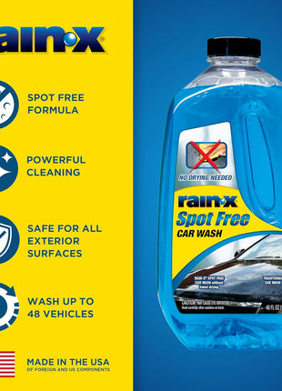 Rain-X 620073 - Car Wash Deep Cleaning, High Foam Soap Provides Spot Free Shine with No Towel Or Hand Drying Needed - Car soap for car cleaning and detailing 48 fl oz