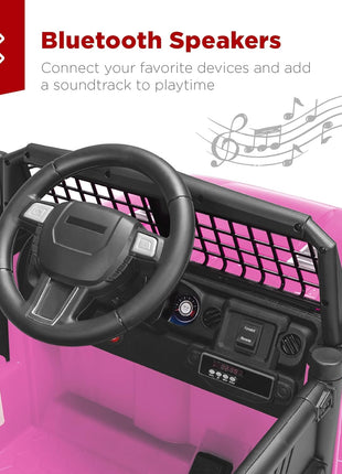 Best Choice Products 12V Kids Electric Vehicle Toy Ride On Car with Parent Remote Control for Toddlers, Seat Harness, 61 lbs Weight Capacity, Locking Doors, Spring Suspension, Bluetooth - Pink