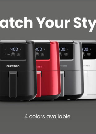 CHEFMAN 2 Qt Mini Air Fryer – Digital Space-Saving Compact Air Fryer with Nonstick and Dishwasher Safe Basket, Quick & Easy Meals in Minutes, Features Digital Timer and Shake Reminder – Black