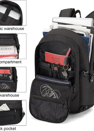 Tzowla Travel Laptop Backpack Water Resistant Anti-Theft Bag with Giant Tumbler Holder Pocket and Lock 15.6 Inch Computer Business Backpacks for Women Men Work College,Casual Daypack(Black)