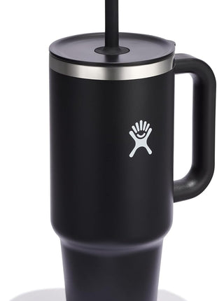 Hydro Flask Travel Tumbler with Handle, Lid and Straw - Insulated Stainless Steel in 40 Oz Black