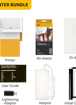 KODAK Dock Plus 4PASS Instant Photo Printer, 4x6 inches, 90 Sheets Bundle