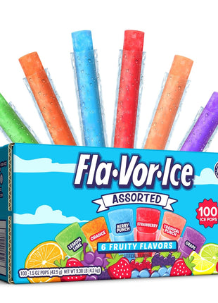 Fla-Vor-Ice Popsicle Variety Pack of 1.5 Oz Freezer Bars, Assorted Flavors, 100 Count