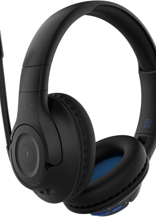 Belkin SoundForm Inspire Wireless Over-Ear Headset for Kids, Online Learning & Travel w/Built-in Microphone, 85dB Safe Volume Limit, 35H Battery - Compatible w/iPhone, iPad, Galaxy & More - Black