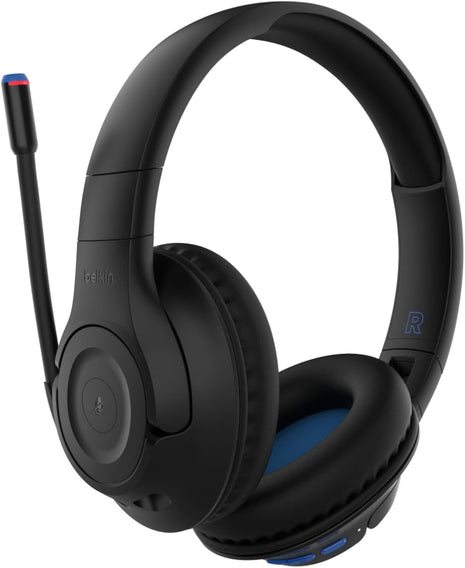 Belkin SoundForm Inspire Wireless Over-Ear Headset for Kids, Online Learning & Travel w/Built-in Microphone, 85dB Safe Volume Limit, 35H Battery - Compatible w/iPhone, iPad, Galaxy & More - Black