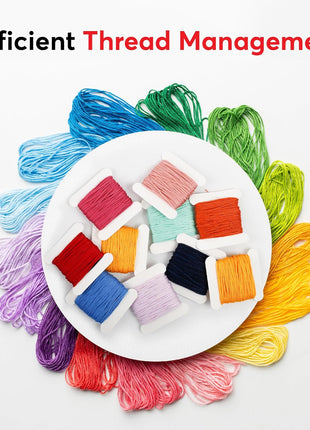 Embroidery Floss Organizer Box with 50 Cardboard Bobbins - 17 Compartments Clear embroidery thread organizer box, Snap-Tight Clear Sewing Organizer - Jewelry Bead Holder (Made in USA)