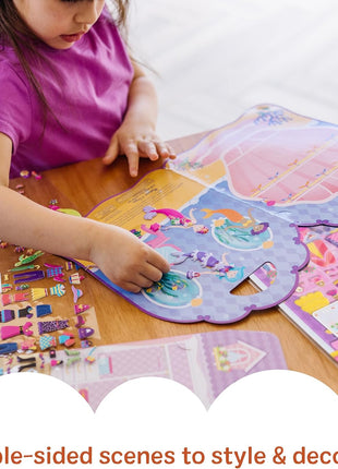 Melissa & Doug Puffy Sticker Activity Books Set of 3 – Dress-Up, Princess & Mermaid, with 208 Reusable Stickers and Fold-Out Scenes, Mess-Free Travel Toys for Kids Ages 4+ - FSC Certified
