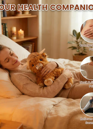 SuzziPals Weighted Highland Cow Stuffed Animals, Microwavable Heating Pad | Period Cramps Relief, Lavender Scented, hyland cow stuffed animal, Stress Relief, Bedtime Companion, Cow Gifts for Women Kids