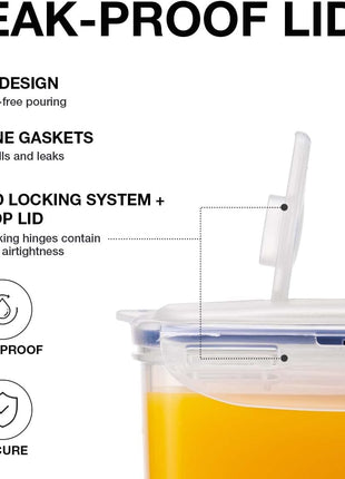 LocknLock Aqua Fridge Door Water Jug with Handle BPA Free Plastic Pitcher with Flip Top Lid Perfect for Making Teas and Juices, 2 Quarts, Clear