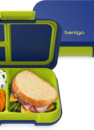 Bentgo Pop Leak-Proof 3-4 Compartment Bento-Style Lunch Box | For Kids Ages 8+ & Teens, 5-Cup Capacity, Removable Divider, Microwave & Dishwasher Safe, BPA-Free (Navy Blue/Chartreuse)
