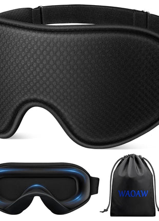WAOAW Sleep Mask for Men Women: Blackout Eye Masks for Sleep - 3D Breathable Soft Comfortable Eye Mask for Travel - Adjustable Light Blocking Night Masks for Sleeping