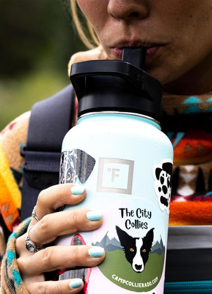 IRON °FLASK Camping & Hiking Hydration Flask with Straw, Wide Mouth Insulated Stainless Steel Sports Water Bottle - 40 oz Midnight Black