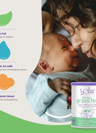 Bubs 365 Day Grass Fed Infant Formula with Iron, Cow Milk-Based Powder for Infants 0-12 Months, Made with Non-GMO Milk, 20 oz
