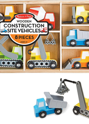 Melissa and Doug MD3180 Wooden Construction Site Vehicles Set (8 Pieces)