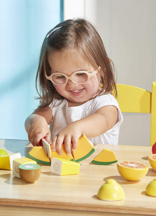 Melissa & Doug Wooden Cutting Fruit Toy Food Set & Pretend Play Kitchen Accessories, Preschool Learning Toys for Girls & Boys 3+