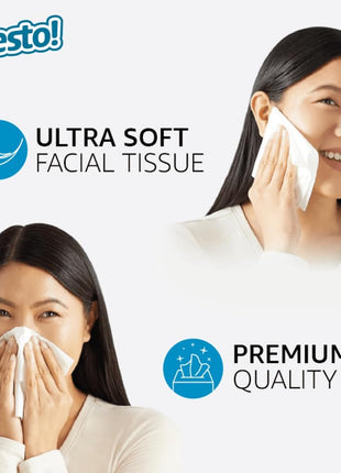 Amazon Brand - Presto! Ultra-Soft 3-Ply Premium Facial Tissues, 264 Count (4 Packs of 66), (Packaging May Vary)