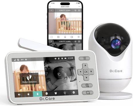 Dr.Care VistaView Lite Smart WiFi Baby Monitor - 4inch 720P Split Screen & 1080P Camera App Control, Motion Alerts, HD Night Vision, Triple Security, 2-Way Talk, Video Recording, Multi-User