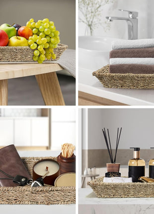 12 Pcs Cotton Woven Coasters for Drinks with Basket (Grey) | 4.3" absorbent cotton woven coasters with 0.35" thick design; helps protect wooden tables from heat, moisture and cup marks