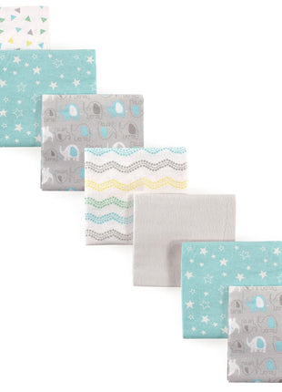Luvable Friends Unisex Baby Cotton Flannel Receiving Blankets, Basic Elephant 7-Pack, One Size